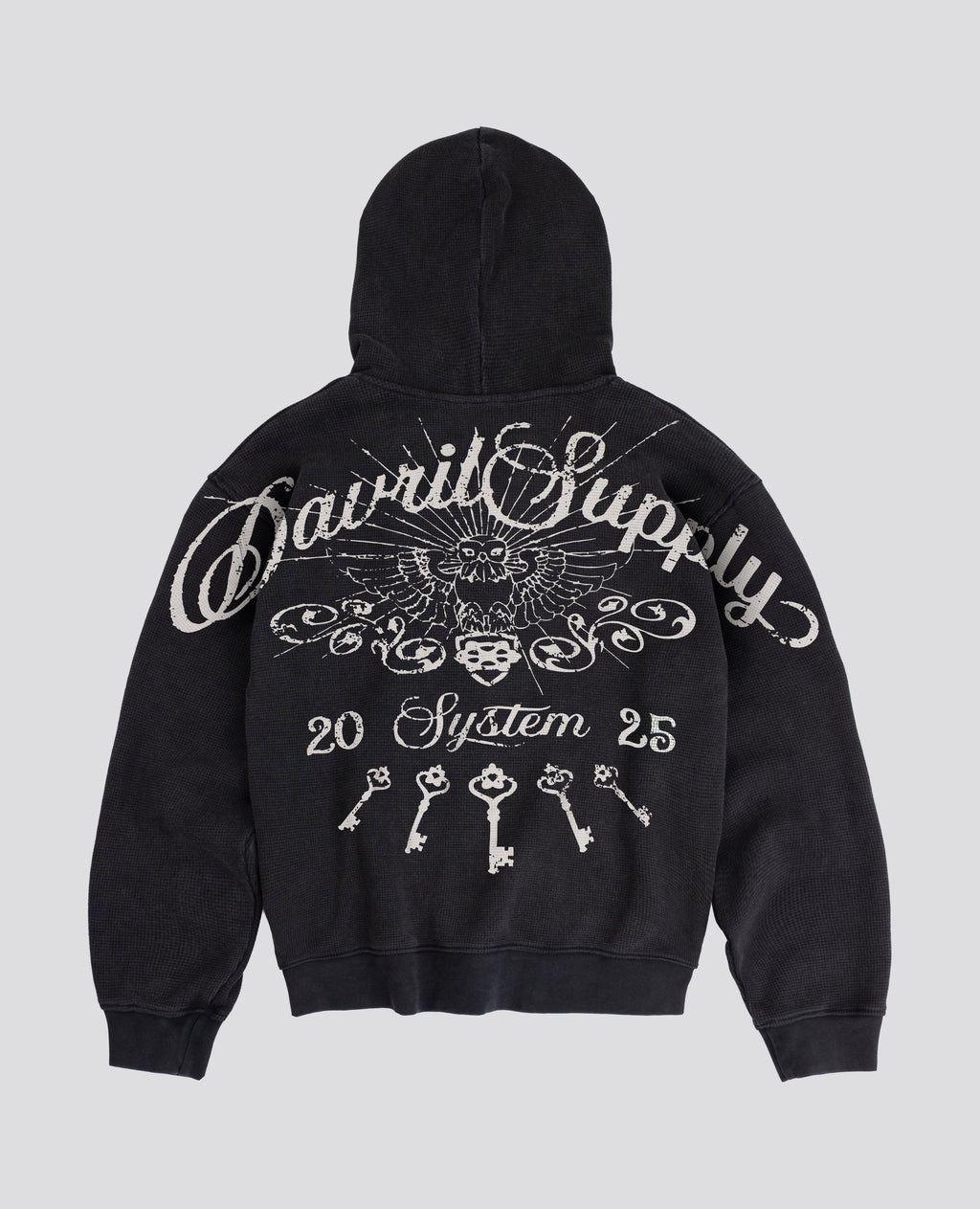 BLACK OPENING WAFFLE ZIP